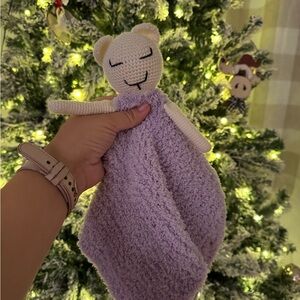 Handmade Crochet Bear Lovey - Lavender